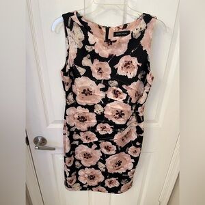 Ivanka Trump Black and Pink Floral Midi Dress